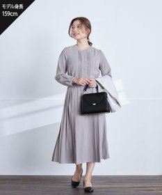 Tiaclasse L 【新色追加・洗える】パールボタンプリーツワンピース