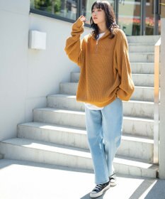 WEGO ルーズフィットハーフZIPプルオーバー