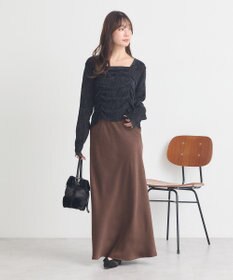 earth music&ecology プリーツベロア風ギャザープルオーバー