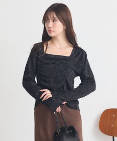 earth music&ecology プリーツベロア風ギャザープルオーバー