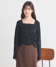 earth music&ecology プリーツベロア風ギャザープルオーバー