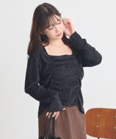 earth music&ecology プリーツベロア風ギャザープルオーバー