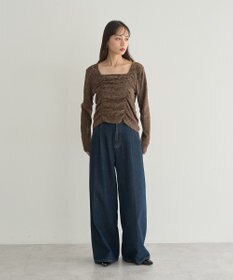 earth music&ecology プリーツベロア風ギャザープルオーバー