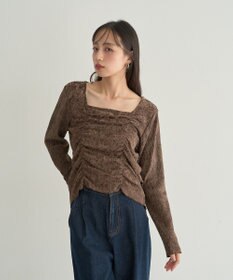 earth music&ecology プリーツベロア風ギャザープルオーバー