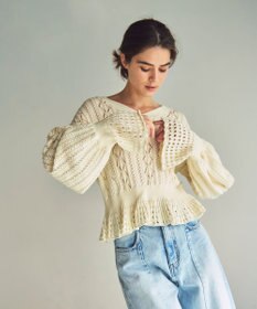 GRACE CONTINENTAL レース編ルーズニットトップ