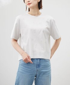 J.PRESS LADIES 【洗える】スパンコール Ｔシャツ