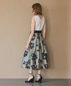 GRACE CONTINENTAL ドットボタニカルジャガードドレス