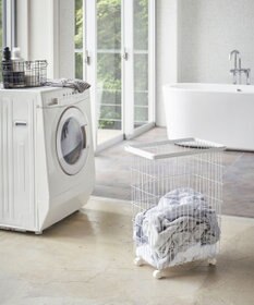 tower ランドリーバスケット タワー キャスター付き  ホワイト