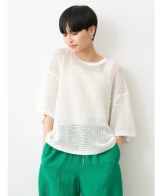 AMERICAN HOLIC 透かし編み半袖ニットプルオーバー