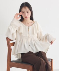 earth music&ecology 【予約】ラッフルカラーカットブラウス