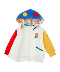 MIKI HOUSE HOT BISCUITS 【80-120cm】マルチカラー 裏毛パイル くまみみパーカー