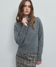 BEIGE， POMPE / ウールカシミヤ ハイネックカーディガン