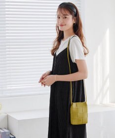 Tiaclasse 【2点セット・洗える】変形プリーツキャミワンピース＆Tシャツ