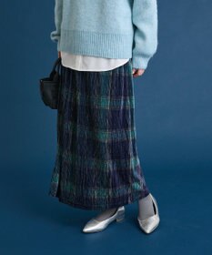 Green Parks 楊柳ベロアチェックＩラインスカート