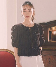 earth music&ecology レースティアードシャーリングブラウス