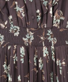 YECCA VECCA フラワー柄フリルプリーツワンピース