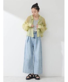 earth music&ecology ソデスリットクロップドシャツ