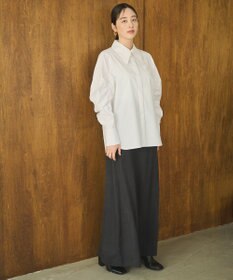 #Newans 【アイロンいらず】尖り襟ギャザースリーブブラウス