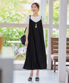 Tiaclasse 【2点セット・洗える】変形プリーツキャミワンピース＆Tシャツ