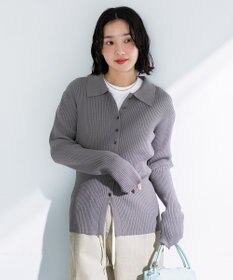 Green Parks 襟付きリブニットカーディガン