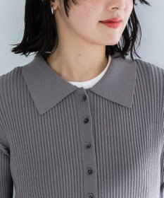 Green Parks 襟付きリブニットカーディガン