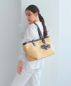 TOPKAPI 【Breath TOPKAPI】サングラスホルダー付き レザーコンビ カゴバッグ L