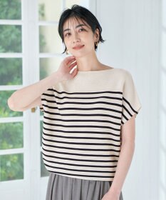 ANY 【洗濯機可/アンチピリング/UVカット】アクリルガーターフレンチスリーブニット