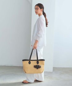 TOPKAPI 【Breath TOPKAPI】サングラスホルダー付き レザーコンビ カゴバッグ L