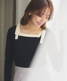 Feroux 【洗える】ショルダーリボン プルオーバーニット