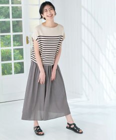 ANY 【洗濯機可/アンチピリング/UVカット】アクリルガーターフレンチスリーブニット