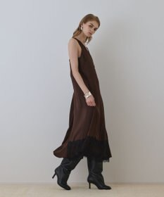 GRACE CONTINENTAL サテンレースニットワンピース