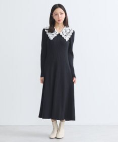 earth music&ecology 襟レースニットワンピース