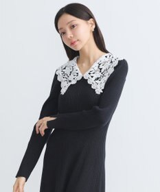 earth music&ecology 襟レースニットワンピース