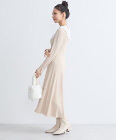 earth music&ecology 襟レースニットワンピース