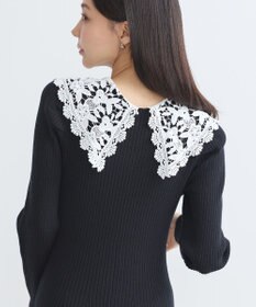 earth music&ecology 襟レースニットワンピース