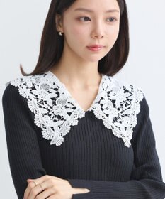 earth music&ecology 襟レースニットワンピース