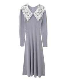 earth music&ecology 襟レースニットワンピース