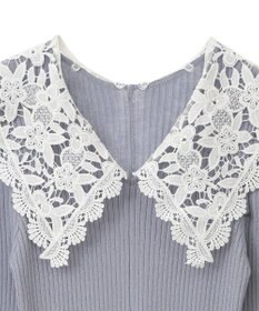 earth music&ecology 襟レースニットワンピース