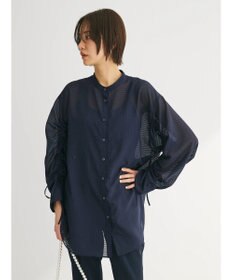 Green Parks シアーチェック袖ドロストシャツチュニック