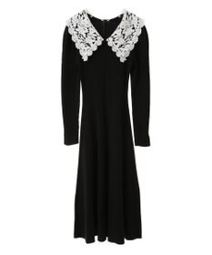 earth music&ecology 襟レースニットワンピース