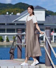 Tiaclasse 【2点セット・洗える】変形プリーツキャミワンピース＆Tシャツ