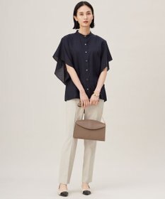 自由区 L 【接触冷感・吸水速乾・洗える】ナチュラルリネンフレア袖 シャツ