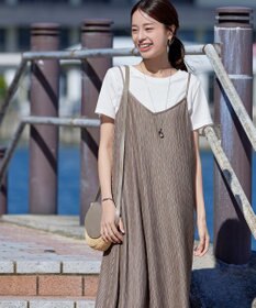 Tiaclasse 【2点セット・洗える】変形プリーツキャミワンピース＆Tシャツ