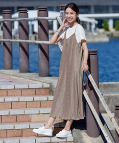 Tiaclasse 【2点セット・洗える】変形プリーツキャミワンピース＆Tシャツ