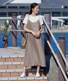 Tiaclasse 【2点セット・洗える】変形プリーツキャミワンピース＆Tシャツ