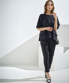 組曲 L 【接触冷感・吸湿・UVカット】ジョーゼットジャージーフリルブラウス