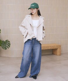 earth music&ecology 2WAYフードショートフレアトレンチ