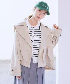 earth music&ecology 2WAYフードショートフレアトレンチ