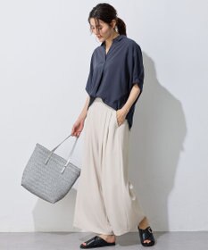 ANY 【新色追加】スキッパーネック袖タックブラウス