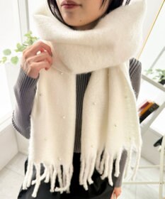 WEGO パール付きワイドフリンジストール